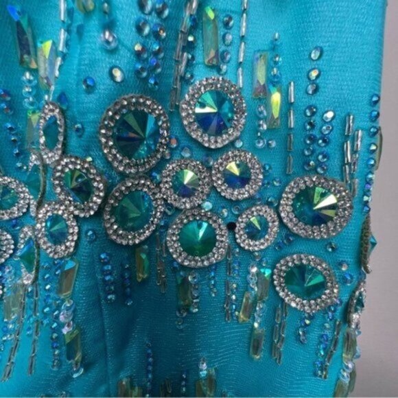 Tony Bowls Le Gala Light Blue Embellished Mermaid Gown Size 2 - Picture 7 of 15